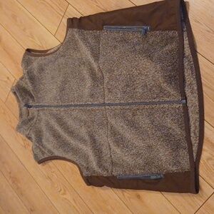 Tommy Bahama Brown and Tan Jacket VEST Full ZIPPER large EUC